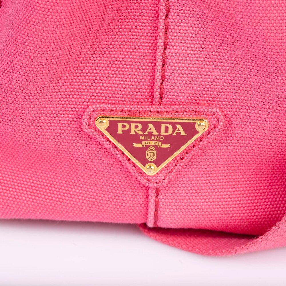Authentic Pink Prada Canapa Small Logo Tote Bag - Picture 10 of 12